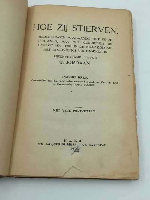 Hoe Zij Stierven by G Jordaan 1917 | Anglo-Boereoorlog