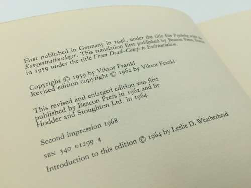 Man`s Search for Meaning: An Introduction to Logotherapy - Viktor E. Frankl 1968