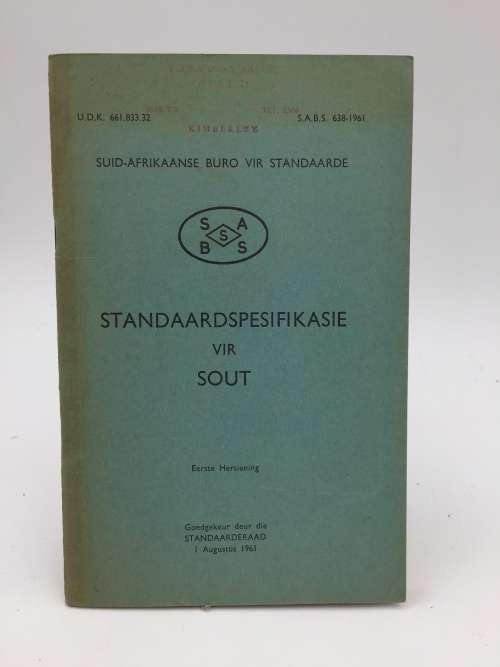 Standard Specification for Salt - South Africa Bureau for Standards 1961
