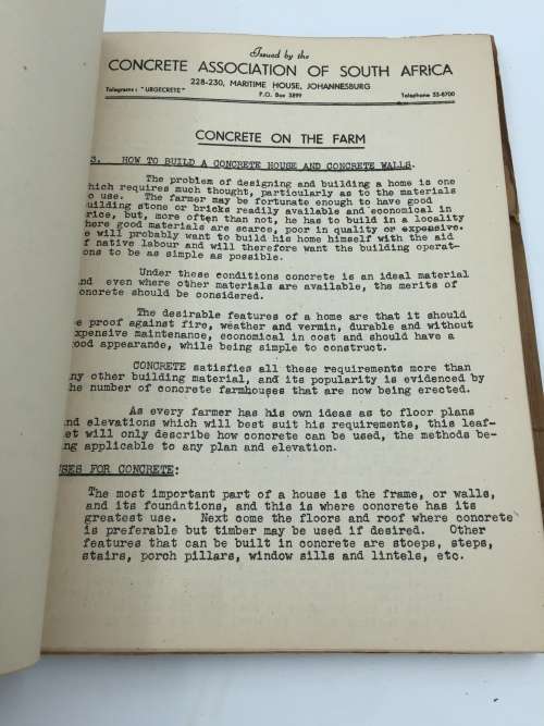 Concrete on the Farm by the Concrete Association of South Africa 1951 | How to make concrete things