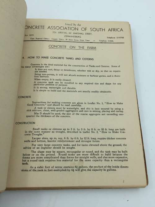 Concrete on the Farm by the Concrete Association of South Africa 1951 | How to make concrete things