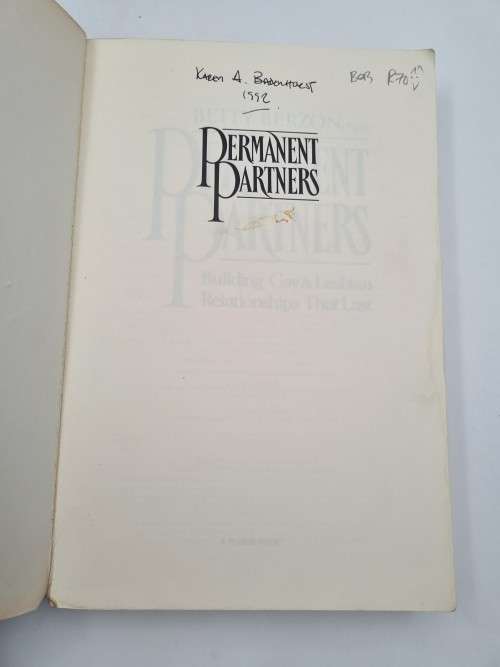 Permanent Partners by Betty Berzon Ph D | Building Gay and Lesbian Relationships that Last