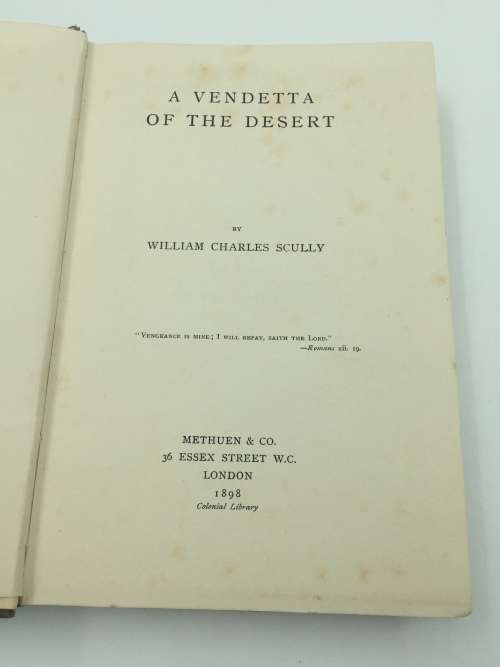 A Vendetta of the Desert William Charles Scully  | First Edition 1898  Scarce