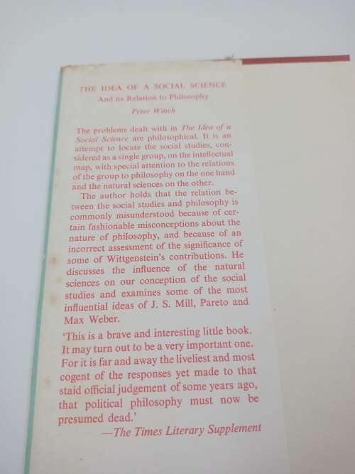 The Idea of a Social Science and Its Relation to Philosophy (Studies in Philosophy Psychology) Winch