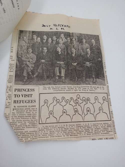 The Oxford Union - Christopher Hollis | With letters & articles re the 1983 King and Country Debate