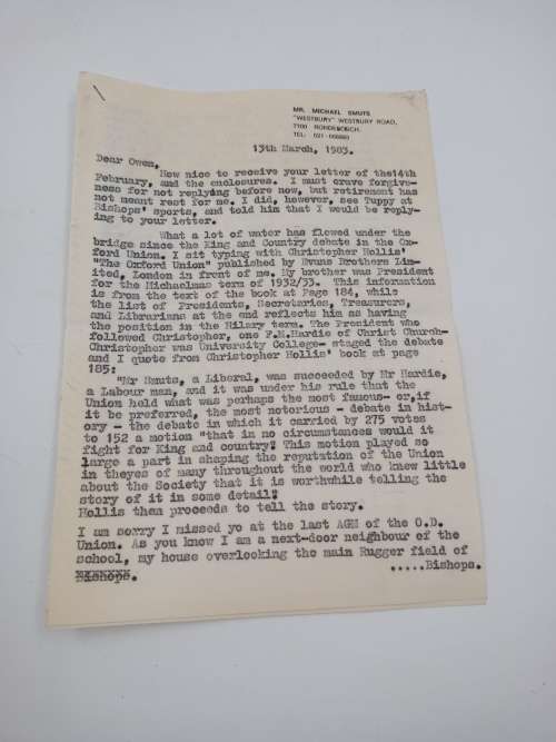 The Oxford Union - Christopher Hollis | With letters & articles re the 1983 King and Country Debate