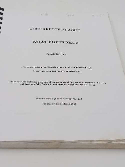 What Poets Need by Finuala Dowling | Uncorrected Proof