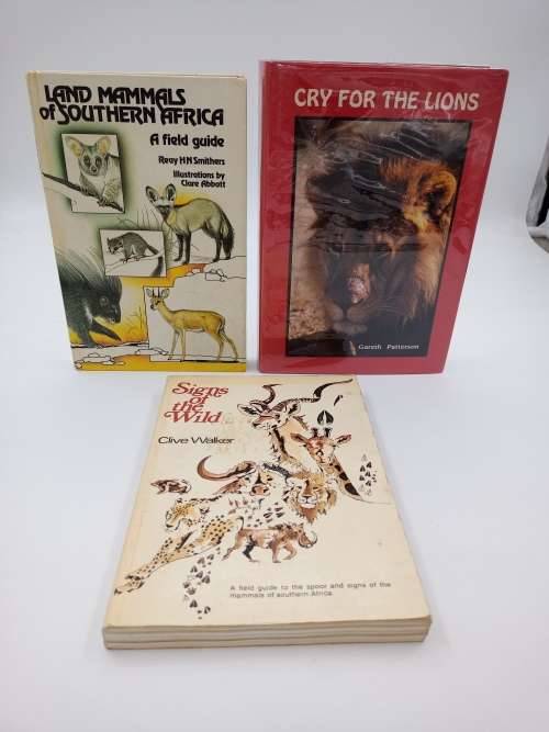 3 Nature Books ~ Land Mammals of Southern Africa, Cry for the Lions and Signs of the Wild