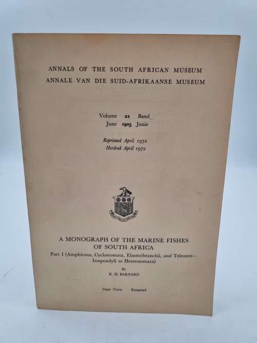 A Monograph of the Marine Fishes of South Africa - K. H. Barnard