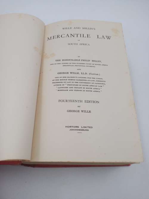 Willie and Millin ~ Mercantile Law of South Africa 14th Edition