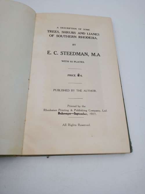 Some Trees, Shrubs and Lianes of Southern Rhodesia by EC Steedman | Rhodesiana