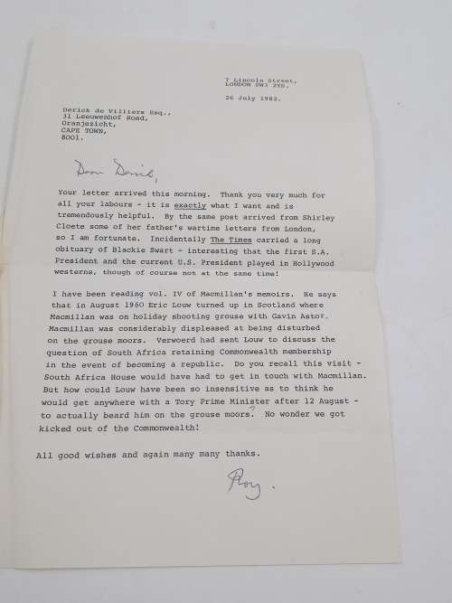 The Story of South Africa House by Roy Macnab |  Signed, inscribed plus letter by the author