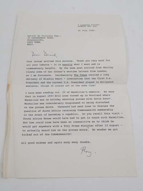 The Story of South Africa House by Roy Macnab |  Signed, inscribed plus letter by the author