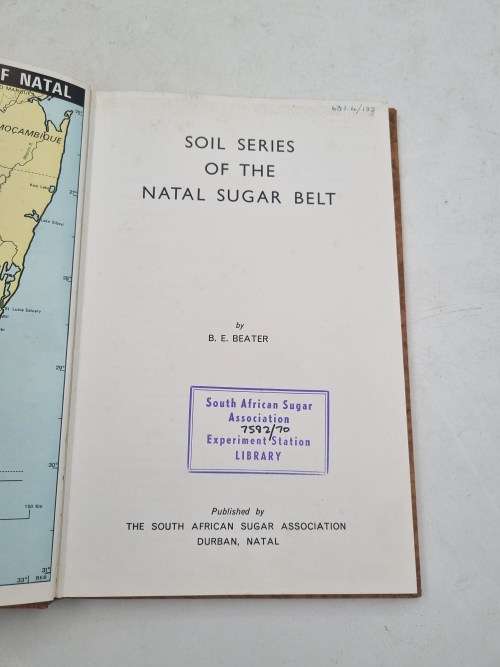 Soil Series of the Natal Sugar Belt by BE Beater