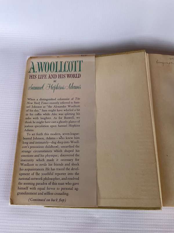 A. Woollcott, His Life and His World ~ Samuel Hopkins Adams 1945