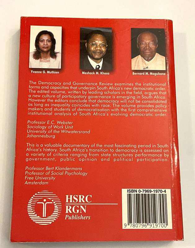 Democracy and Governance Review: Mandelas legacy 1994-1999 | HSRC