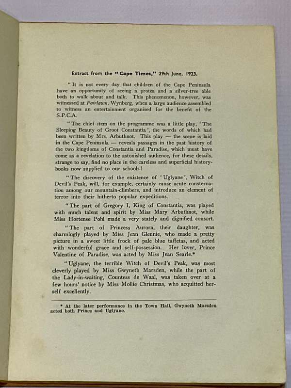 The Sleeping Beauty of Groot Constantia by Mummie - Mrs P S M Arbuthnot | Signed by relative