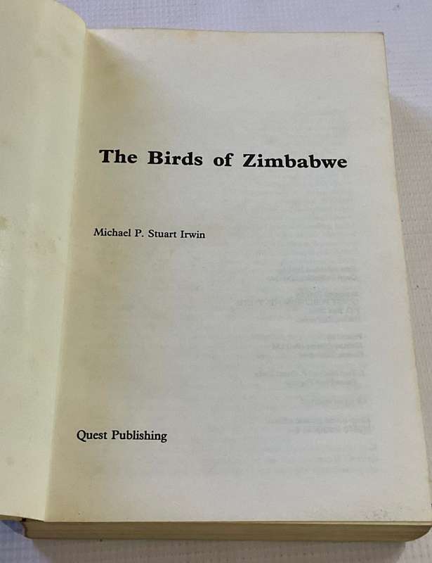 The Birds of Zimbabwe by Michael P Stuart Irwin Soft Cover 1987 | Rhodesiana