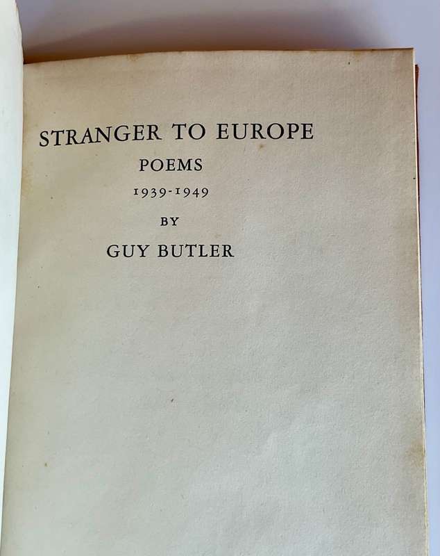Guy Butler Stranger to Europe Poems First Edition