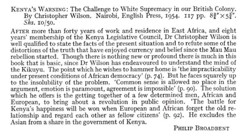 Kenya`s Warning - The Challenge to White Supremacy in Our British Colony Christopher Wilson