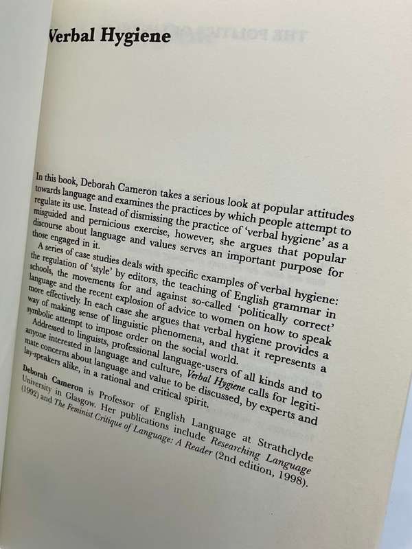Verbal Hygiene by Deborah Cameron | The Politics of Language Series