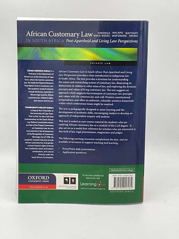 AFRICAN CUSTOMARY LAW IN SOUTH AFRICA - CHUMA HIMONGA AND THANDABANDU NHLAPO