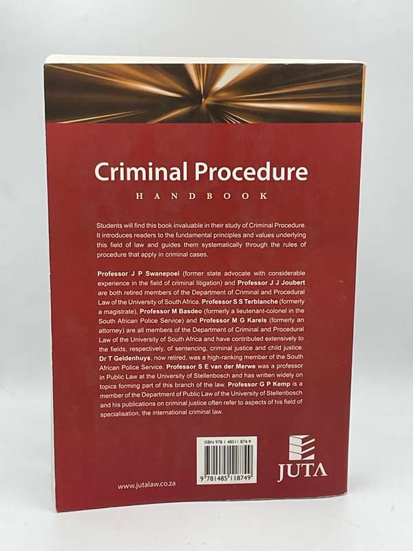 CRIMINAL PROCEDURE HANDBOOK (12TH ED) Author: T. Geldenhuys, M. Basdeo, M.G. Karels