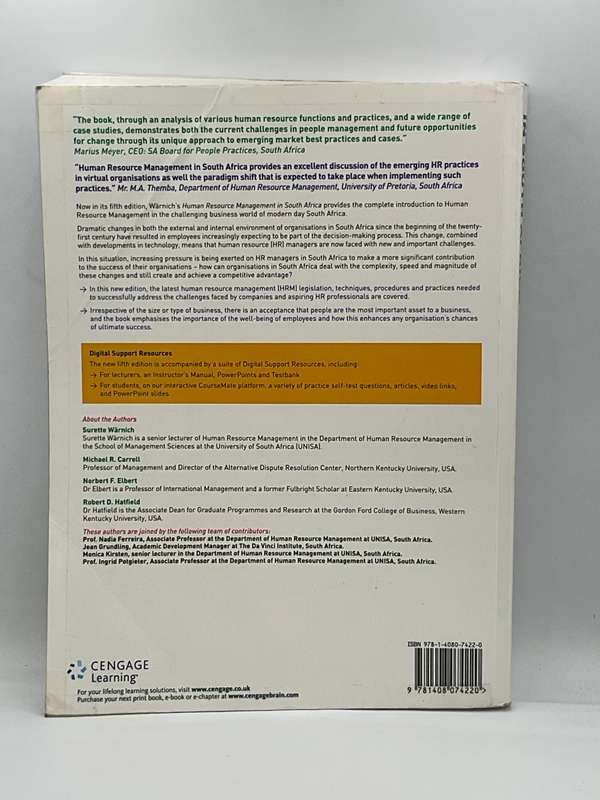 HUMAN RESOURCE MANAGEMENT IN SOUTH AFRICA (PAPERBACK, 5TH EDITION)