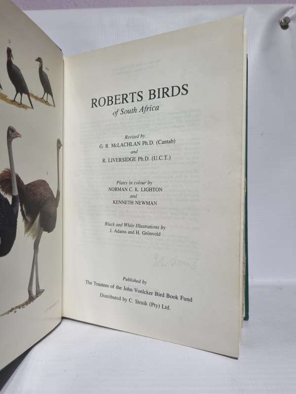 Roberts Birds of South Africa Fourth Edition 1978- McLachlan and Liversidge