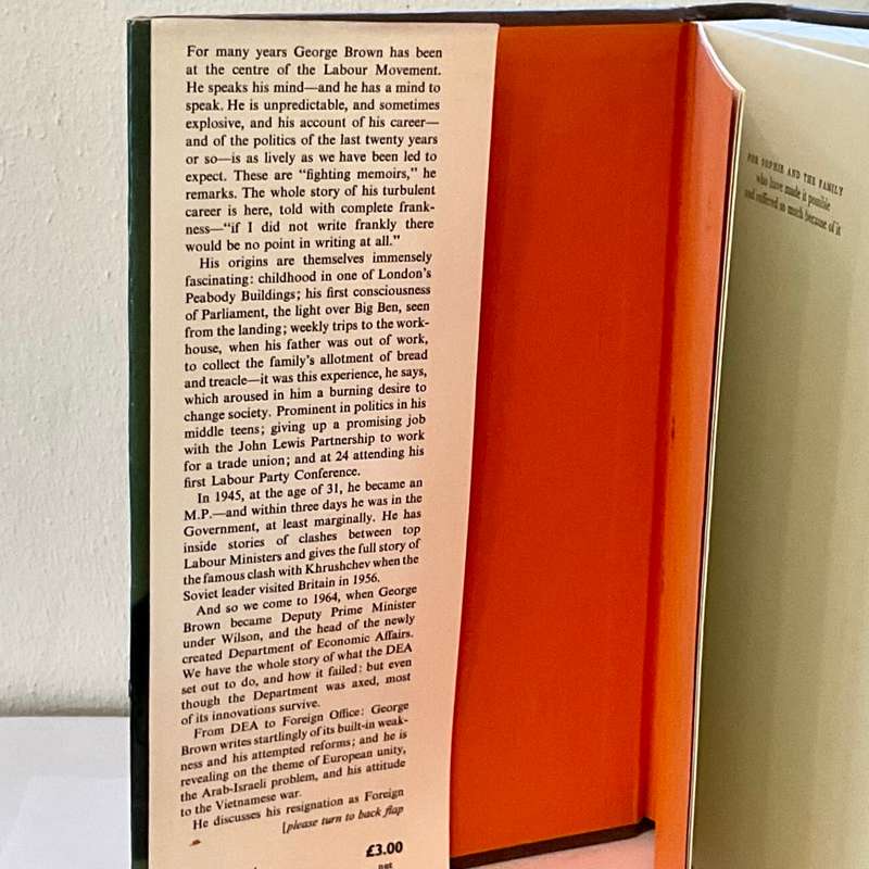 In My Way ~ George Brown | The Political Memoirs Lord George-Brown. 1971  First Edition