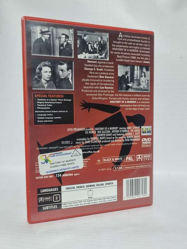 Anatomy of a Murder DVD - James Stewart, Lee Remick & Ben Gazzara