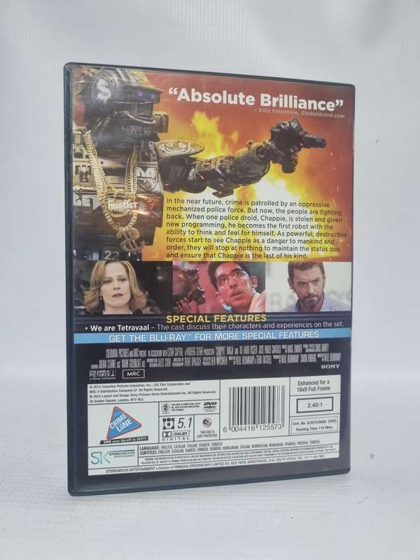 Chappie DVD - Sharlto Copley, Dev Patel, Sigourney Weaver & Hugh Jackman