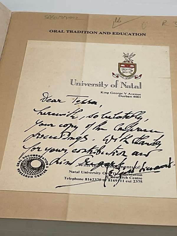 Oral Tradition and Education -  Edgard Sienaert and Nigel Bell | Signed and inscribed