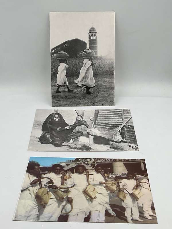 3 1992 Eritrea Postcards - 2 of Tigre Mothers & 1 of Damara Feast with National Musical Instruments