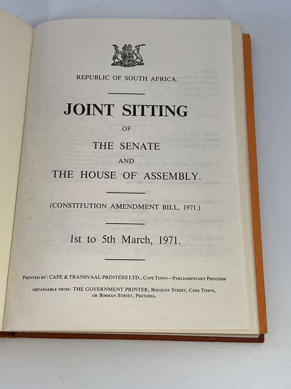 RSA Joint Sitting of the Senate and the House of Assembly 1971 Constitutional Amendment Bill 1971