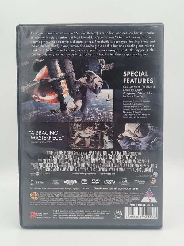Gravity DVD - Sandra Bullock & George Clooney