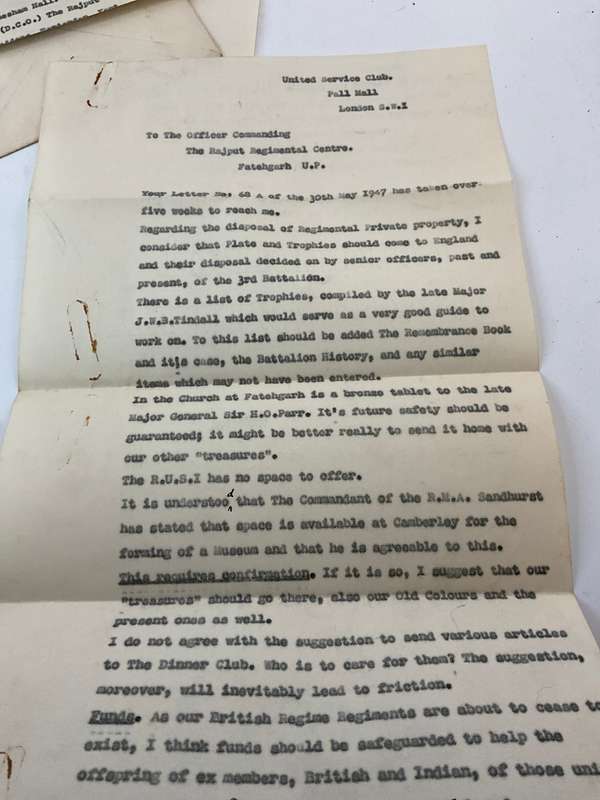 The History of the 3rd Battalion 7th Rajput Regiment - HG Rawlinson | Plus letters & photos