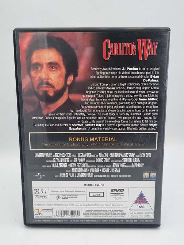 Carlito`s Way DVD - Al Pacino & Sean Penn