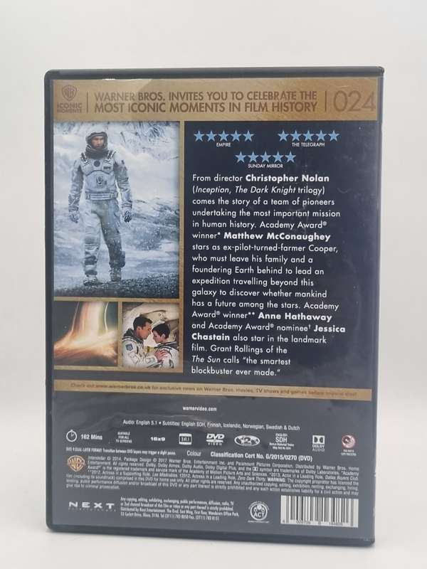 Interstellar DVD - Matthew McConaughey, Anne Hathaway, Jessica Chastain & Michael Caine