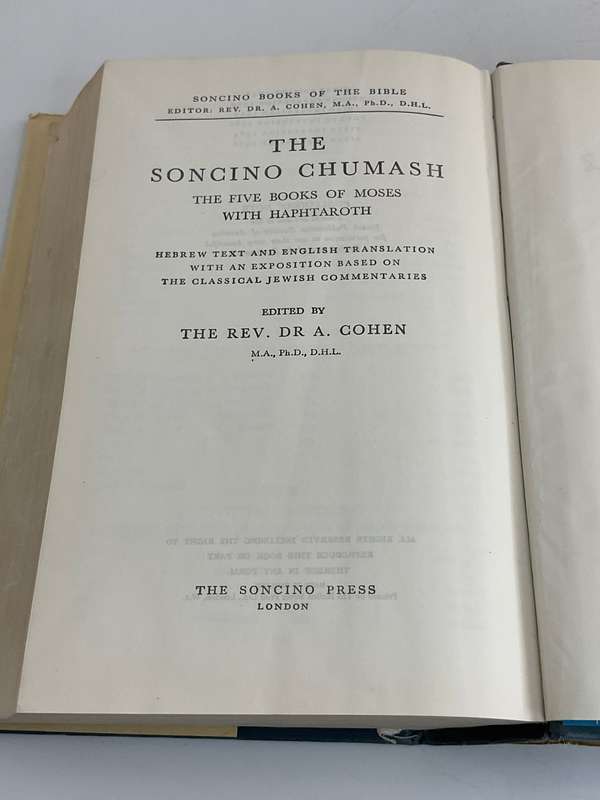 The Soncino Chumash~  The Five Books of Moses with Haphtaroth | Soncino Press 1966