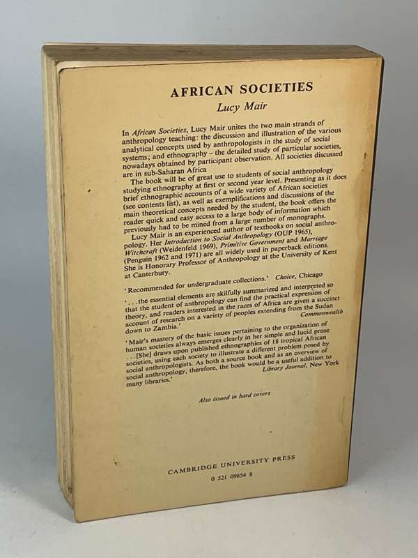 African Societies by Lucy Mair | Cambridge University Press 1974