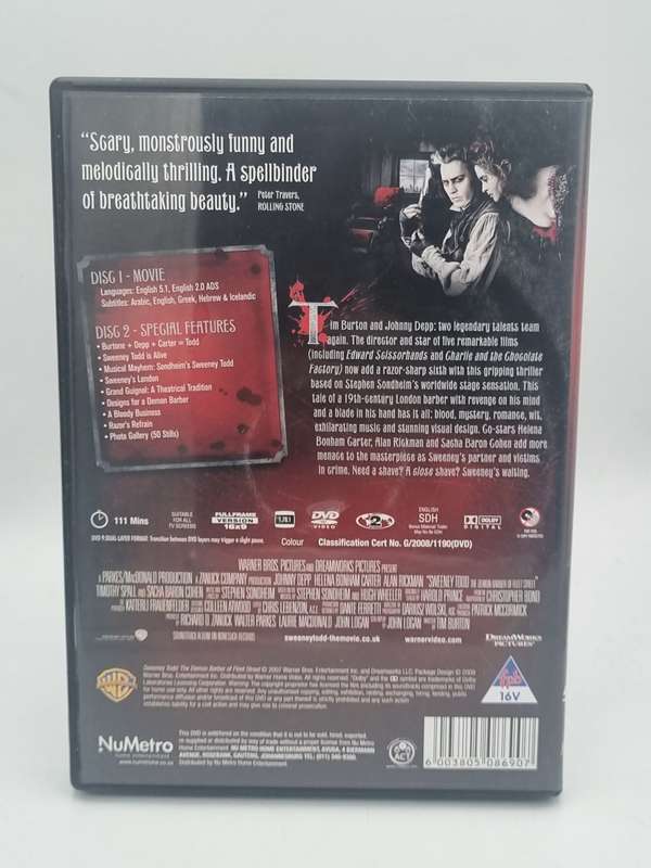 Sweeney Todd DVD - Johnny Depp