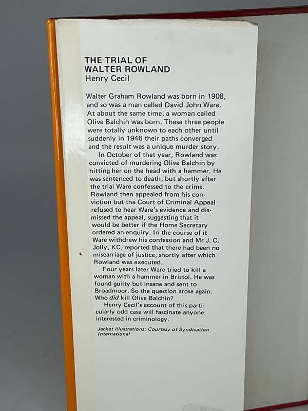 Trial of Walter Graham Rowland. by Henry Cecil