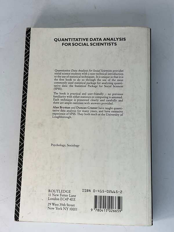 Quantitative Data Analysis for Social Scientists - Bryman & Cramer