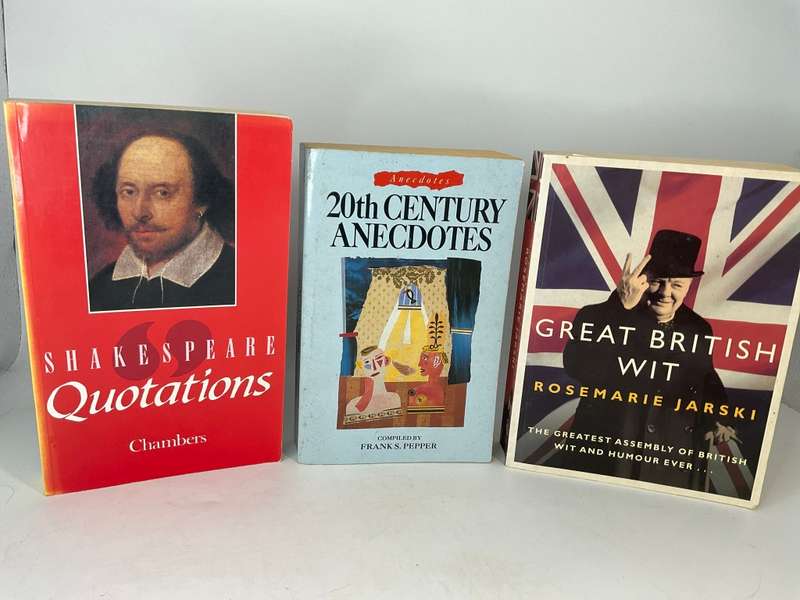 3 Books ~ Great British Wit & Shakespeare Quotations & 20th Century Anecdotes