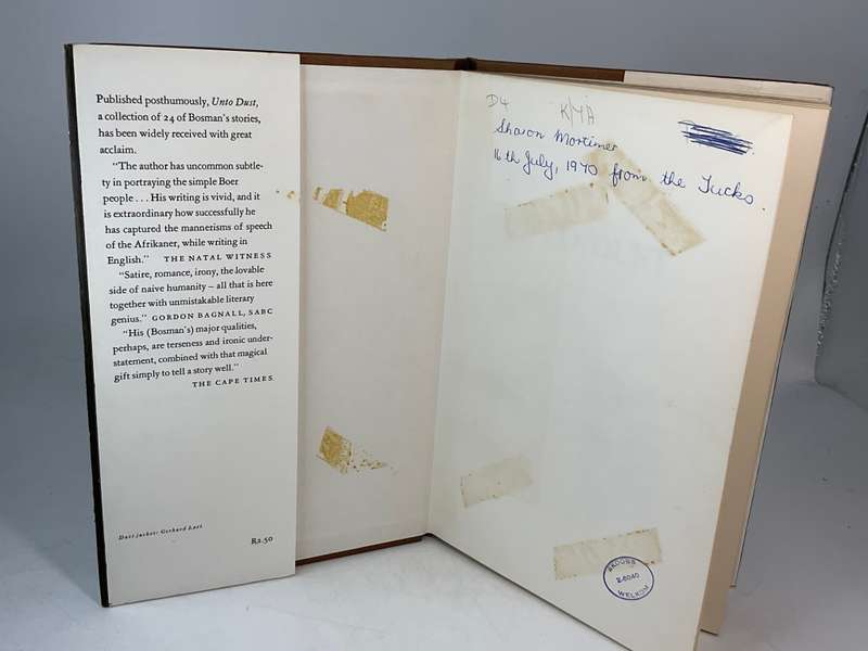Unto Dust by Herman Charles Bosman 1969 hardcover