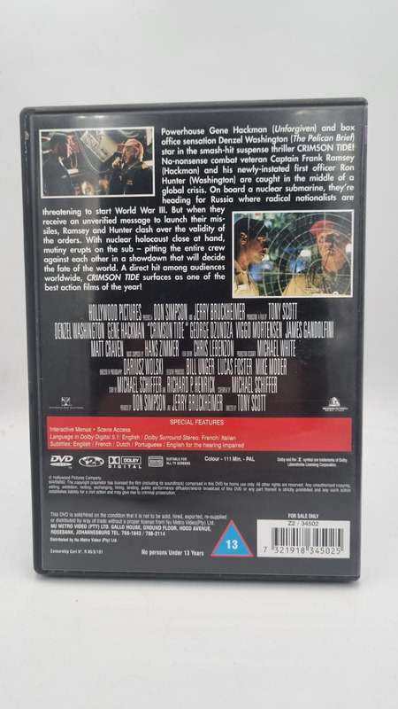 Crimson Tide DVD - Denzel Washington & Gene Hackman