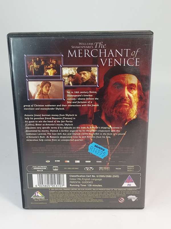 The Merchant of Venice DVD - Al Pacino, Jeremy Irons, Joseph Fiennes & Lynn Collins