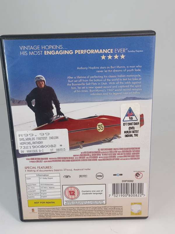 The World's Fastest Indian DVD - Anthony Hopkins