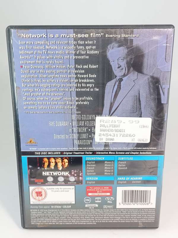 Network DVD - Faye Dunaway, William Holden, Peter Finch & Robert Duvall